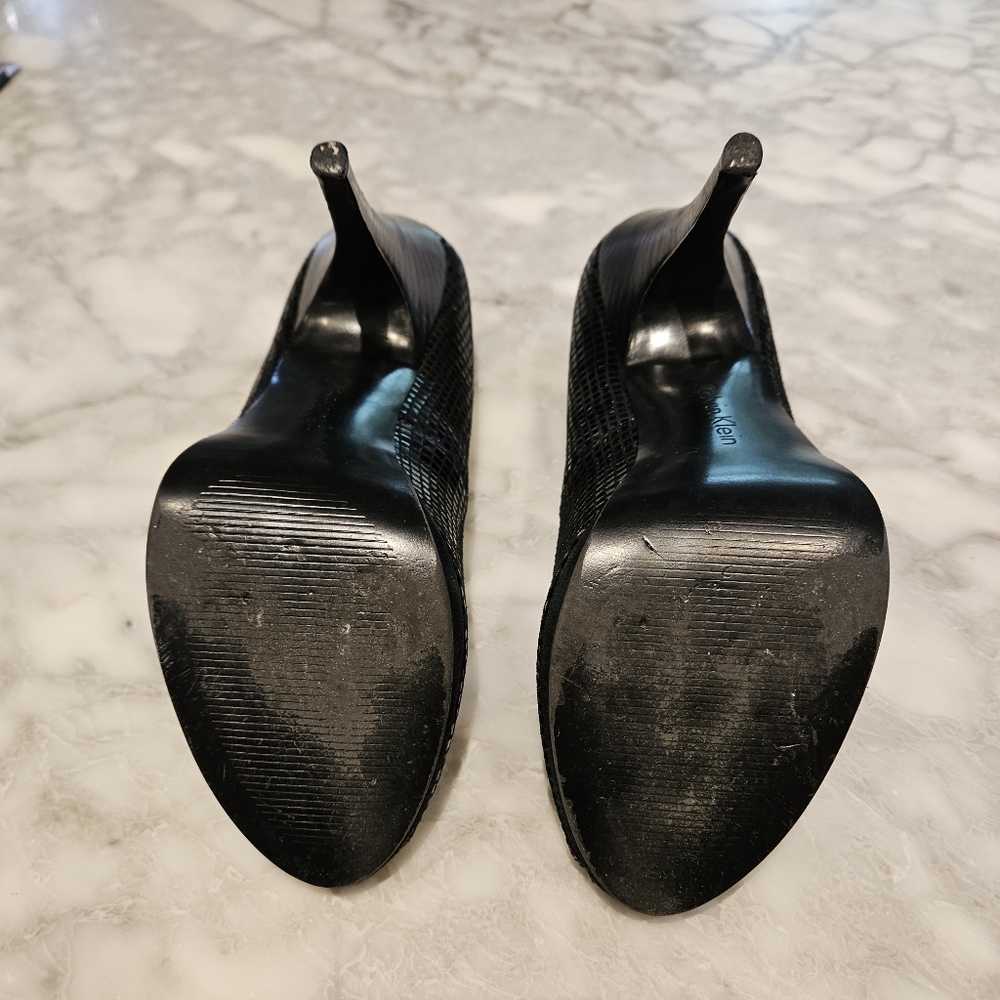 Black Snakeskin Open Toe Platform Pump - image 4